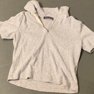 Brandy Melville Short Sleeve Mock Neck Quarter Zip